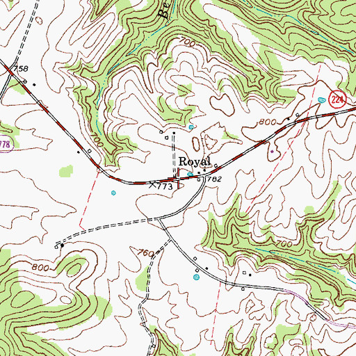 Topographic Map of Royal, KY