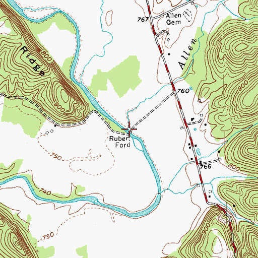 Topographic Map of Rubert Ford, KY