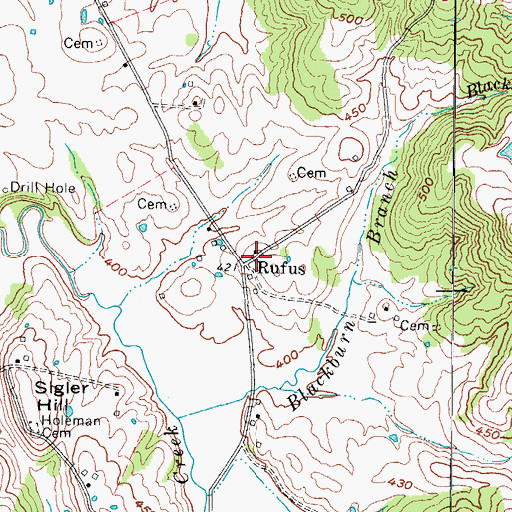 Topographic Map of Rufus, KY