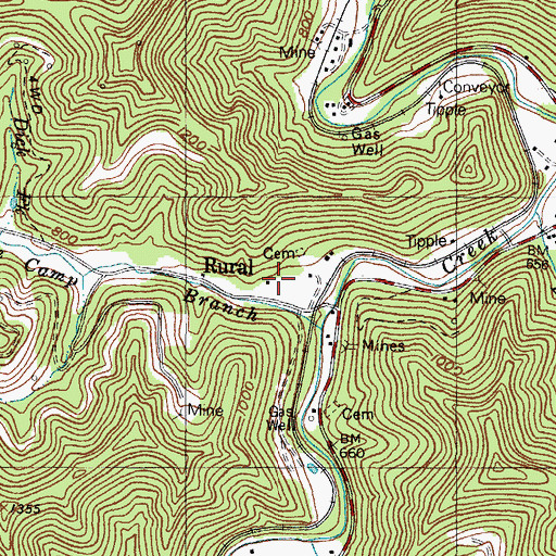 Topographic Map of Rural, KY