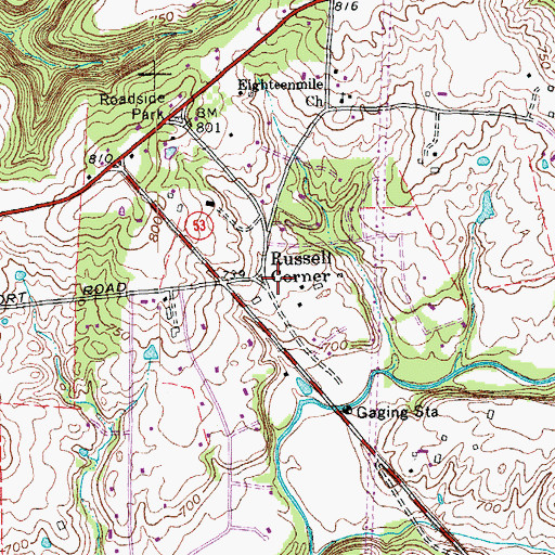 Topographic Map of Russell Corner, KY