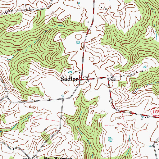 Topographic Map of Sadler, KY