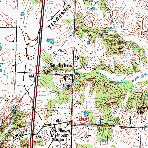 Topographic Map of Saint Johns, KY