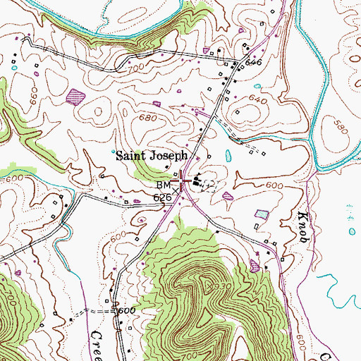 Topographic Map of Saint Joseph, KY