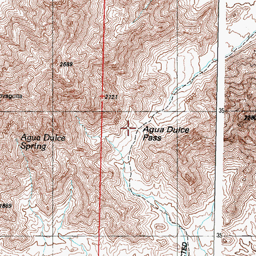 Topographic Map of Agua Dulce Pass, AZ