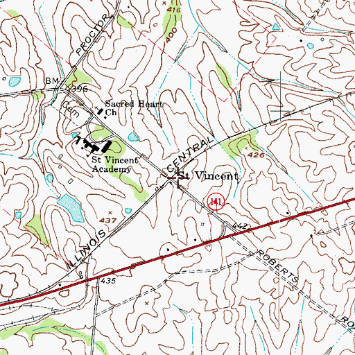 Topographic Map of Saint Vincent, KY