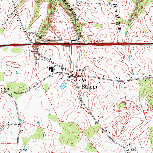 Topographic Map of Salem, KY