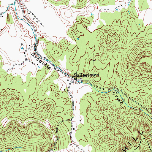 Topographic Map of Salleetown, KY