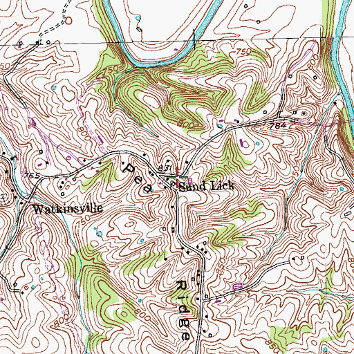 Topographic Map of Sand Lick, KY
