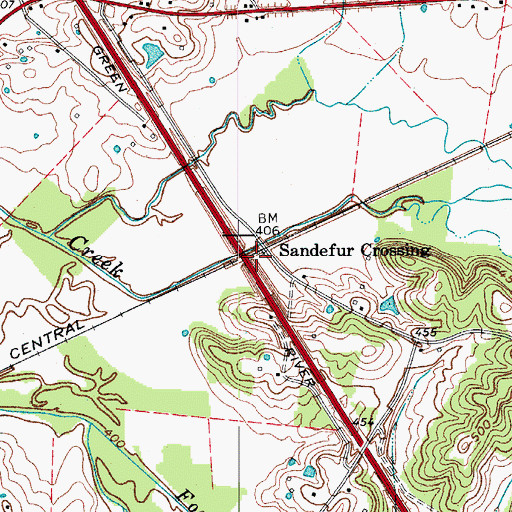 Topographic Map of Sandefur Crossing, KY