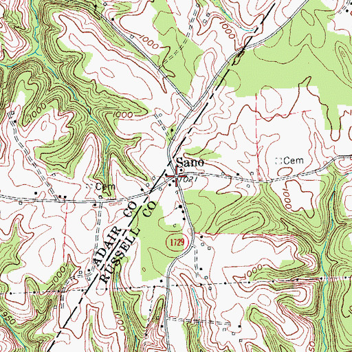 Topographic Map of Sano, KY