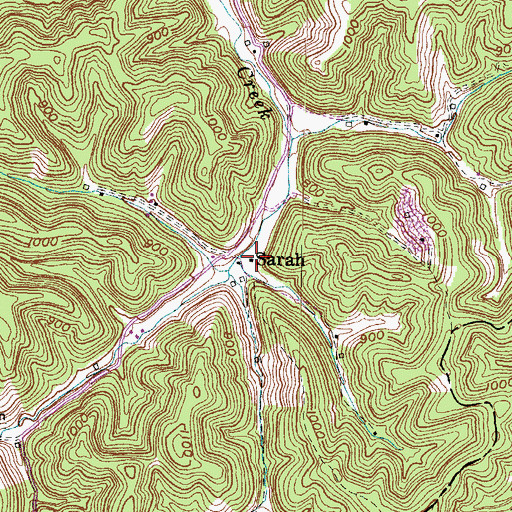 Topographic Map of Sarah, KY