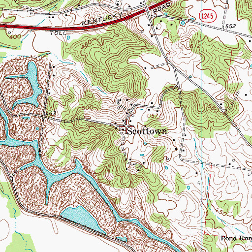 Topographic Map of Scottown, KY