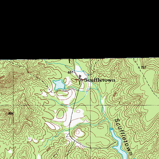 Topographic Map of Scuffletown, KY