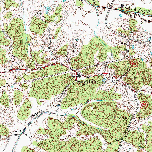 Topographic Map of Scythia, KY