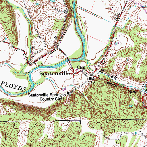Topographic Map of Seatonville, KY