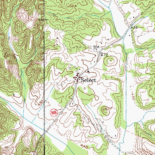 Topographic Map of Select, KY
