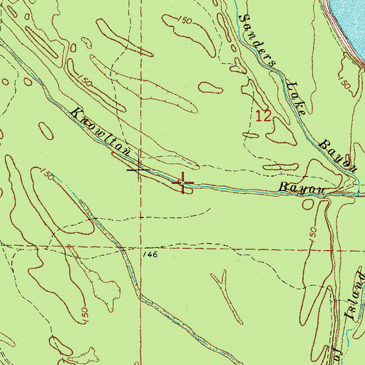 Topographic Map of Knowlton Bayou, AR