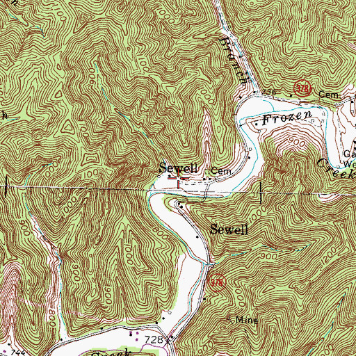 Topographic Map of Sewell, KY