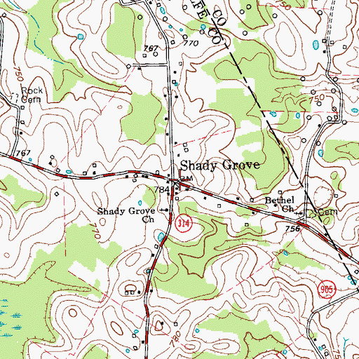 Topographic Map of Shady Grove, KY
