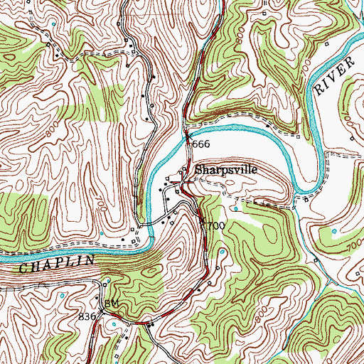 Topographic Map of Sharpsville, KY