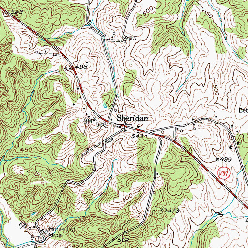 Topographic Map of Sheridan, KY