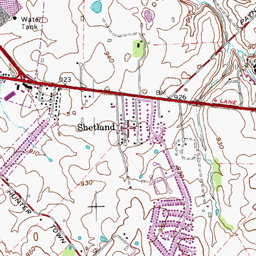 Topographic Map of Shetland, KY