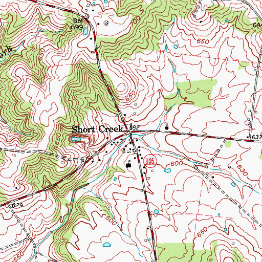 Topographic Map of Short Creek, KY