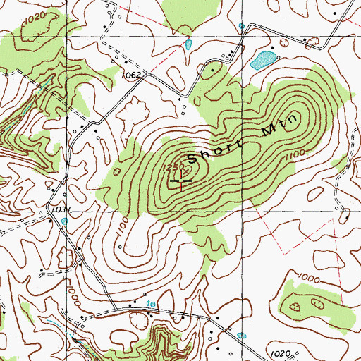 Topographic Map of Short Mountain, KY