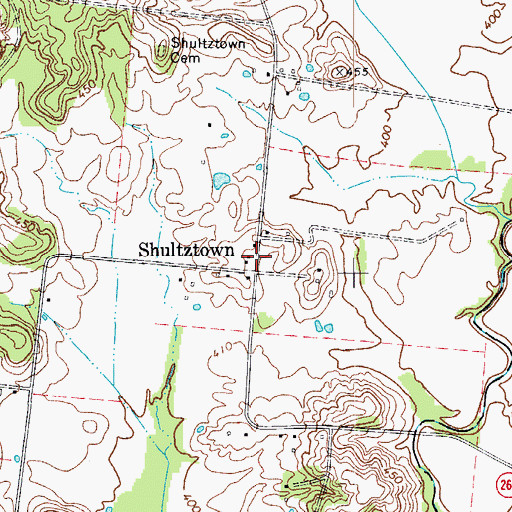 Topographic Map of Shultztown, KY