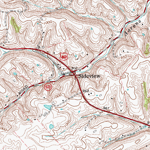 Topographic Map of Sideview, KY