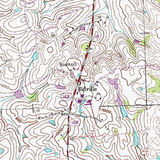 Topographic Map of Sidville, KY