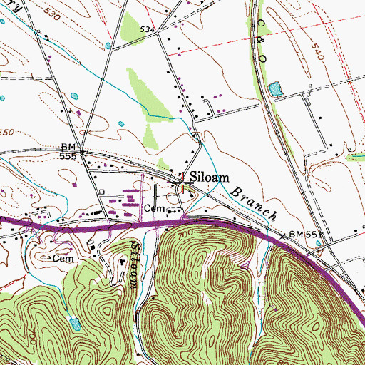 Topographic Map of Siloam, KY