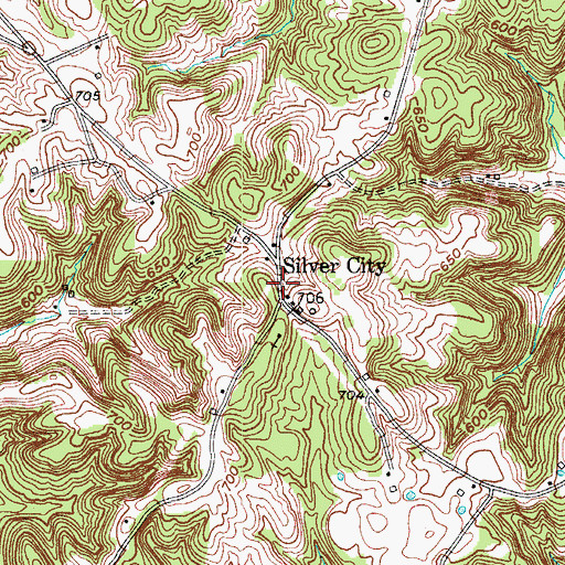 Topographic Map of Silver City, KY
