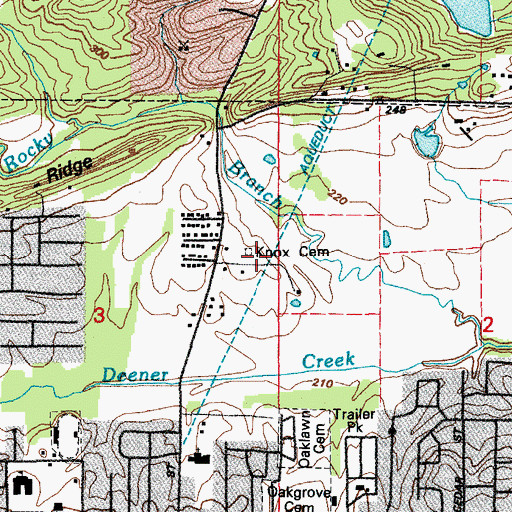 Topographic Map of Knox Cemetery, AR