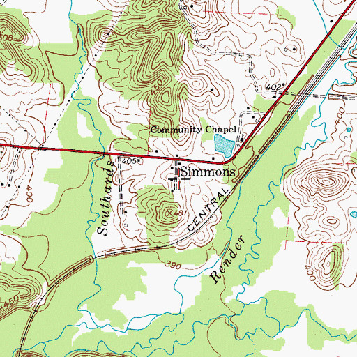 Topographic Map of Simmons, KY