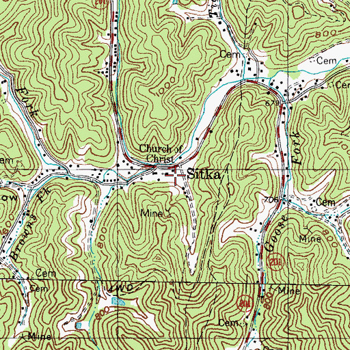 Topographic Map of Sitka, KY