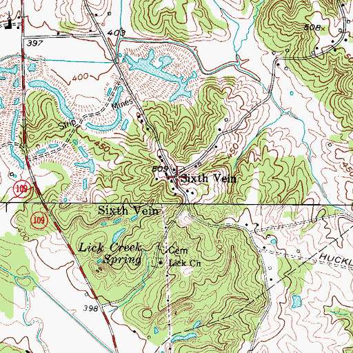 Topographic Map of Sixth Vein, KY