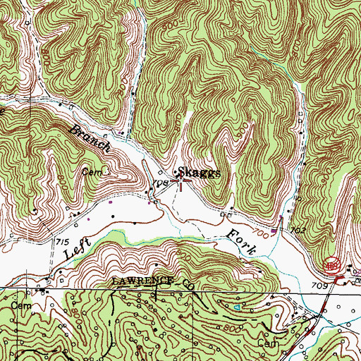 Topographic Map of Skaggs, KY