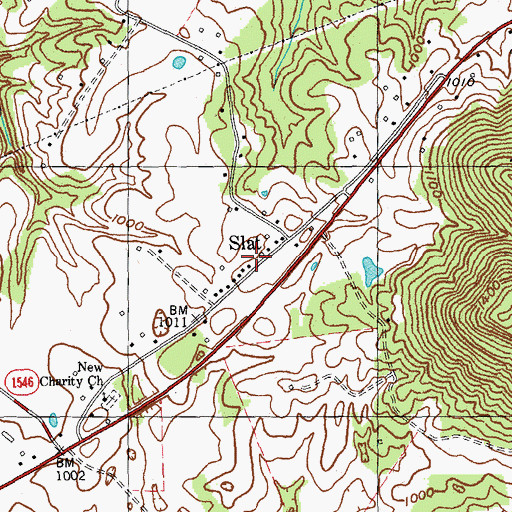 Topographic Map of Slat, KY