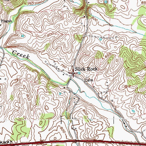 Topographic Map of Slick Rock, KY