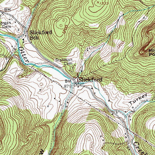 Topographic Map of Slickford, KY