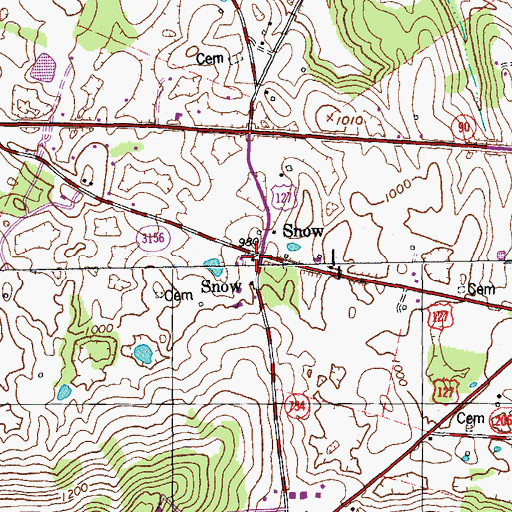 Topographic Map of Snow, KY