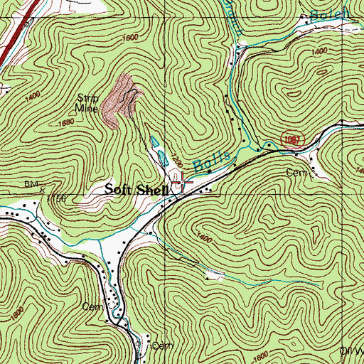 Topographic Map of Soft Shell, KY