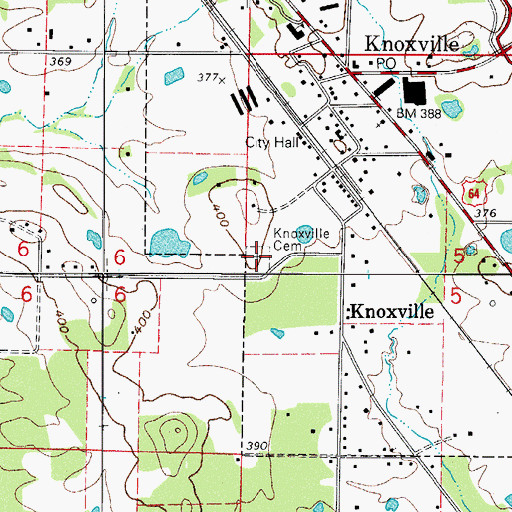 Topographic Map of Knoxville Cemetery, AR