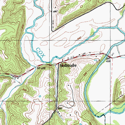 Topographic Map of Solitude, KY