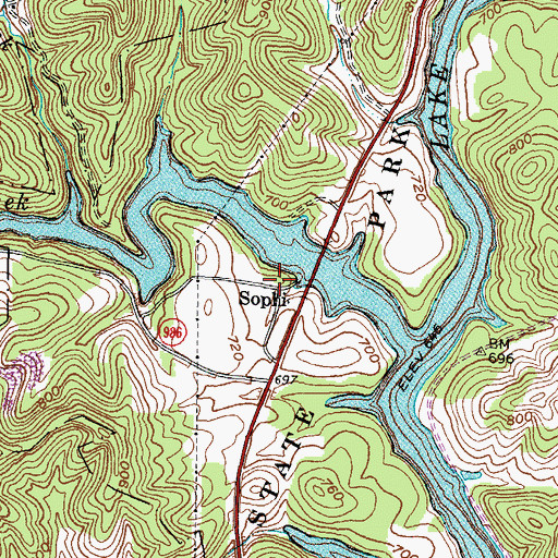 Topographic Map of Sophi, KY
