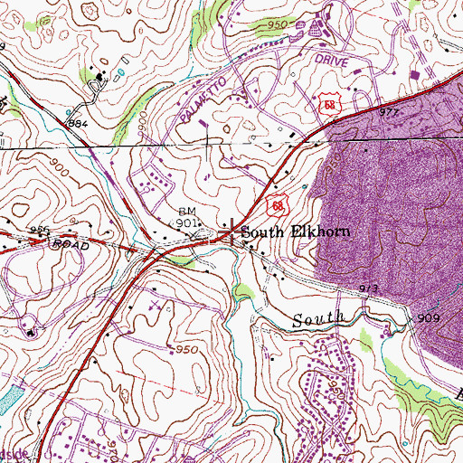 Topographic Map of South Elkhorn, KY