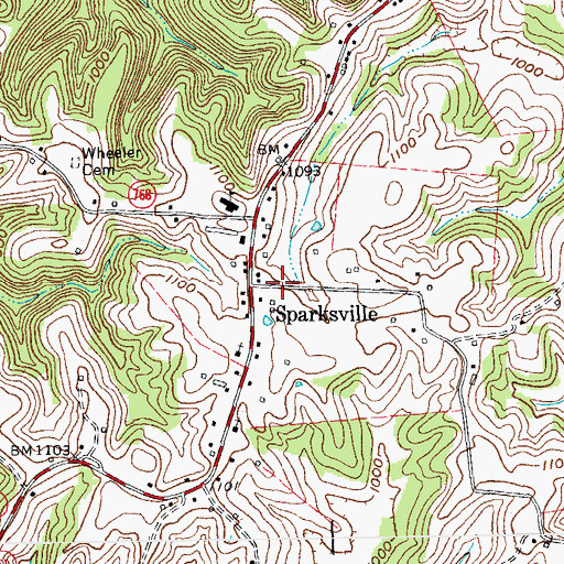 Topographic Map of Sparksville, KY