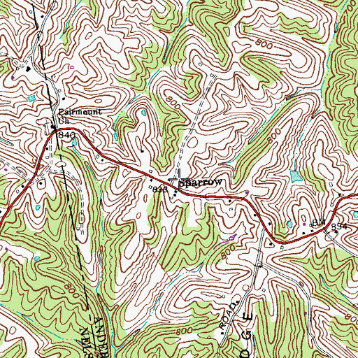 Topographic Map of Sparrow, KY